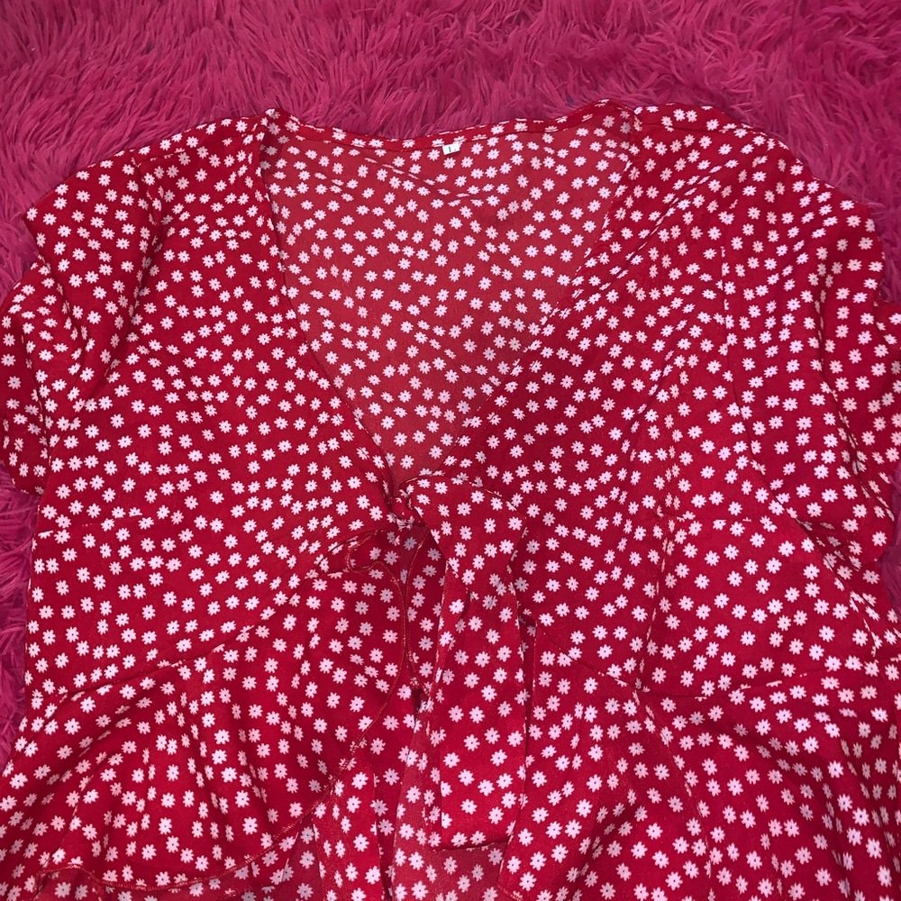 never worn tie front peplum shirt